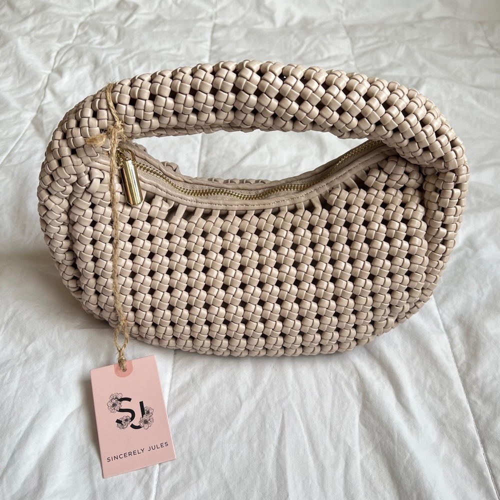 NWT Sincerely Jules Light Beige Woven Bag